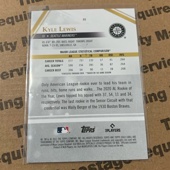 Kyle Lewis ‘21 Topps Gold Label Card - Picture 4 of 6